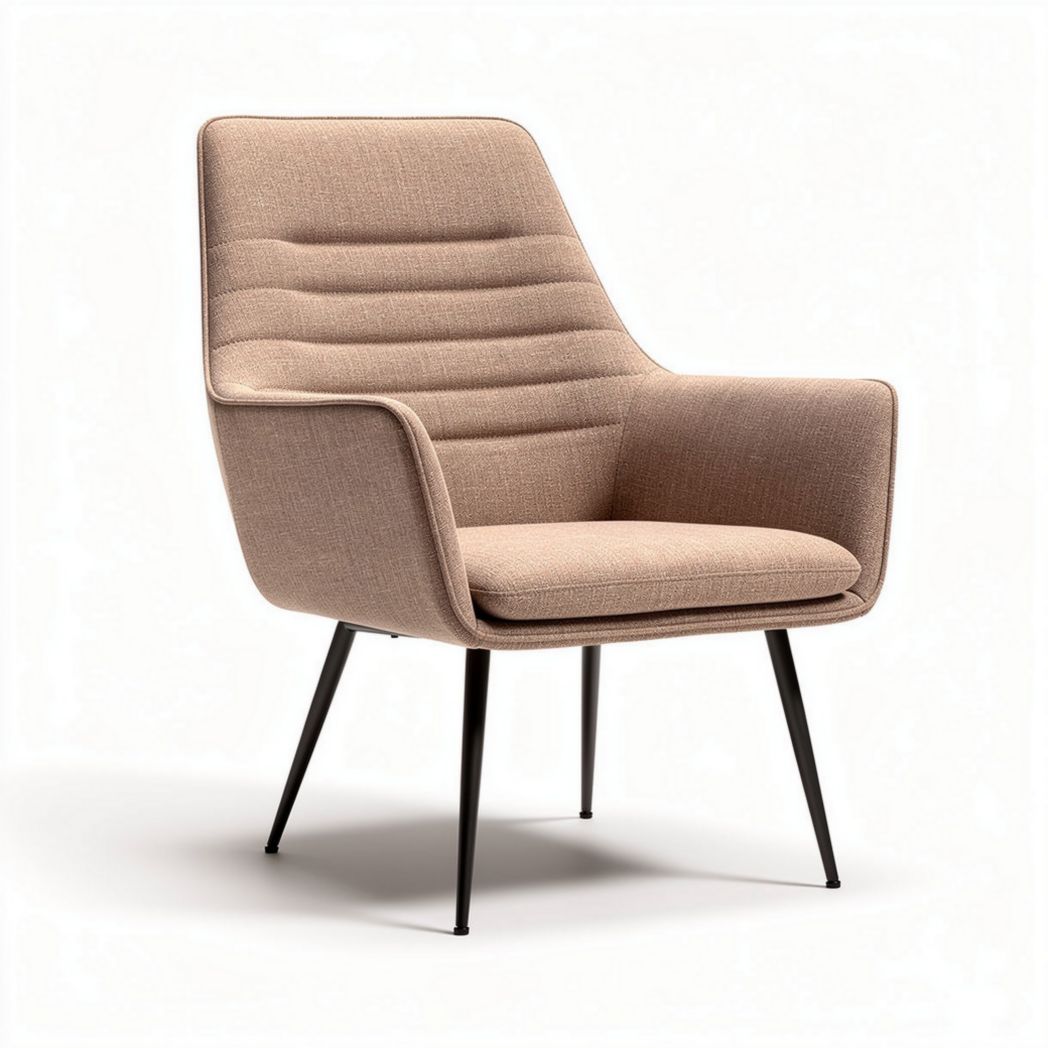 Poltrona in tessuto beige con gambe nere 75 x 80 x 90cm per soggiorno