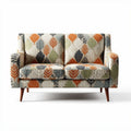 Divano bicolore in tessuto floreale 150 x 80 x 80cm con struttura in legno