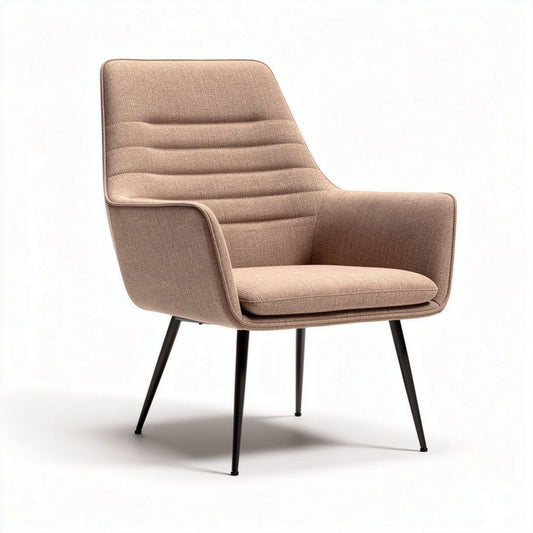 Poltrona in tessuto beige con gambe nere 75 x 80 x 90cm per soggiorno