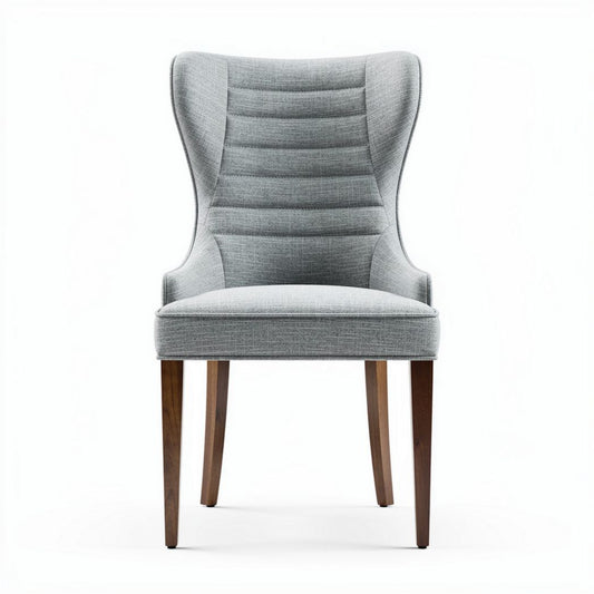 Sedia in tessuto grigio con gambe in legno dimensioni 45 x 55 x 90cm