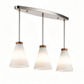Lampadario moderno a tre luci in vetro satinato e metallo nickel 45 x 30 x 20cm